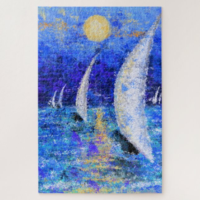 Puzzle Regatta Sailing - Pintura original de arte abstrac (Vertical)