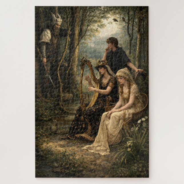 Puzzle Reina de cuento de hadas medieval en bosques con a (Vertical)