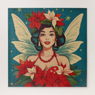 Puzzle Reina de la belleza pin-up navideña tropical retro