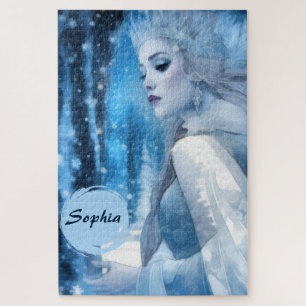 Puzzle Reina de nieve de belleza congelada en el país de