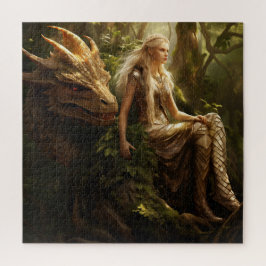 Puzzle Reina del Bosque Elfo con su Dragón
