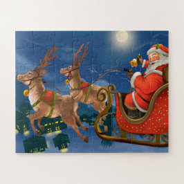 Puzzle Reindeer sacando a Santa Claus Sleigh | NAVIDADES