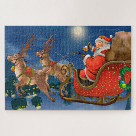 Puzzle Reindeer sacando a Santa Claus Sleigh | NAVIDADES