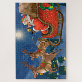Puzzle Reindeer sacando a Santa Claus Sleigh | NAVIDADES