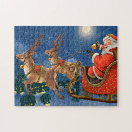 Puzzle Reindeer sacando a Santa Claus Sleigh | NAVIDADES