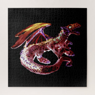 Puzzle Reino de Fantasía del Dragón Escarlata Ardiendo Co