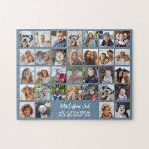 Puzzle Rejilla de 32 fotos - Caja de texto - blanco azul