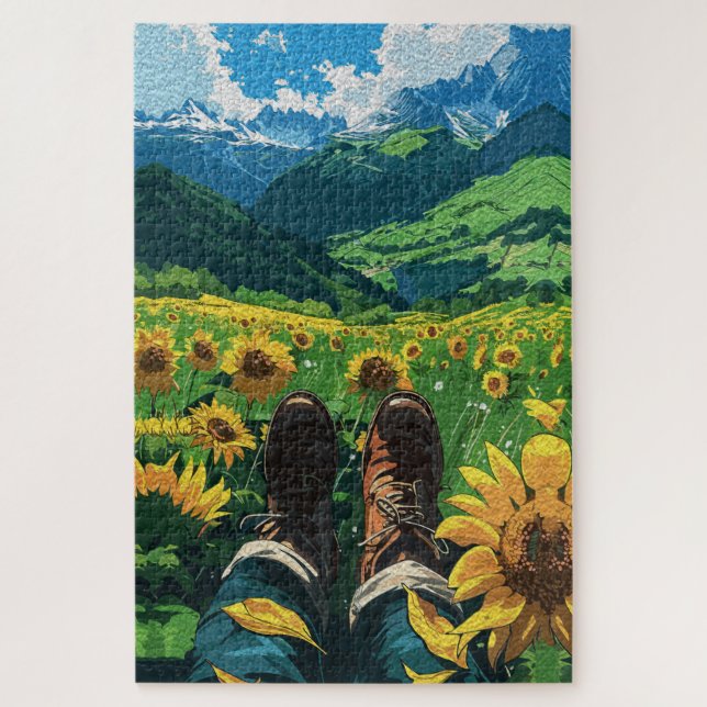 Puzzle Relajándose en el Paraíso de los Girasoles (Vertical)