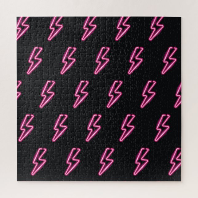 Puzzle Relámpago Neon Pink: fondo oscuro. (Vertical)