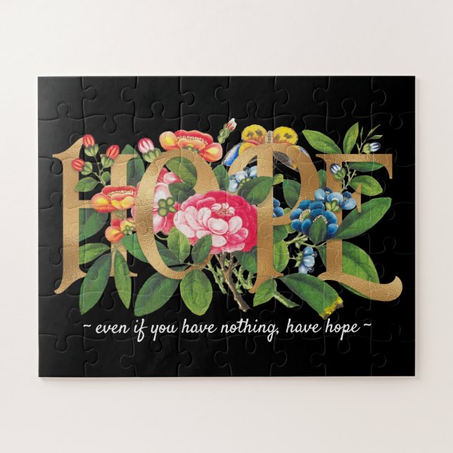 Puzzle Relieve metalizado dorado Floral Botánico Black Ho (Horizontal)