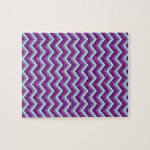 Puzzle Relieve metalizado magenta y patrón ZigZag Verde a
