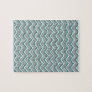 Puzzle Relieve metalizado plateado y ZigZag Verde azulado