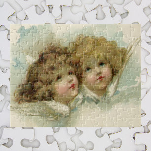 Puzzle Religión Vintage, Ángeles Victorianos en las Nubes
