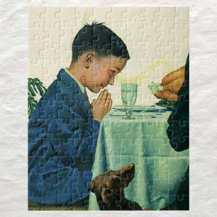 Puzzle Religión vintage, niño diciendo gracia en Acción d