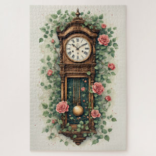 Puzzle Reloj Antiguo Rodeado de Rosas y Enredaderas