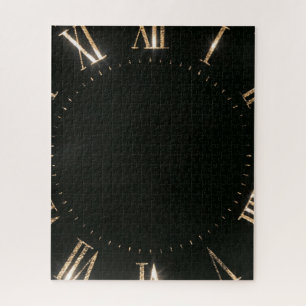 Puzzle Reloj de Números Romanos de Oro Negro Año Nuevo