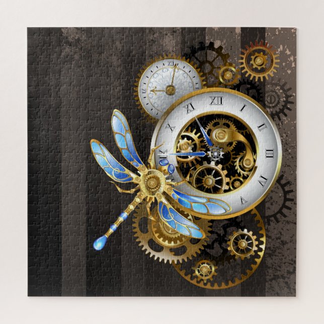 Puzzle Reloj de vapor con libélula mecánica (Vertical)