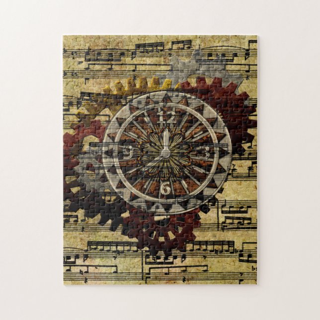 Puzzle Relojes y engranajes de Steampunk del Grunge (Vertical)