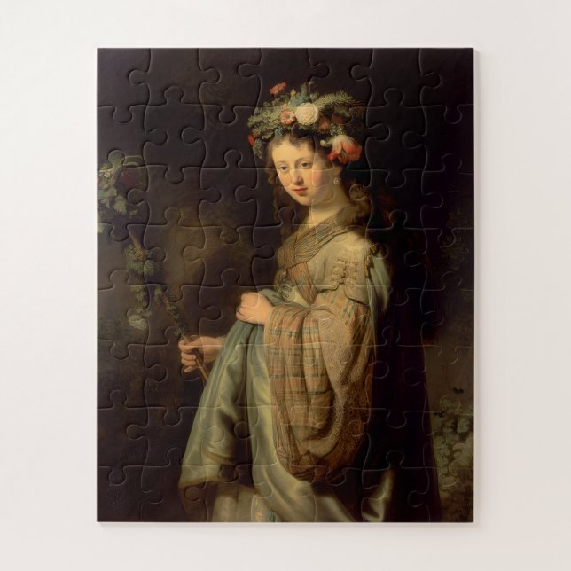 Puzzle Rembrandt - Flora, popular pintura barroca, (Vertical)