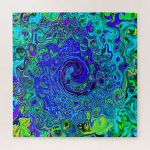 Puzzle Remolino Líquido Retro Abstracto Violeta Azul Psic