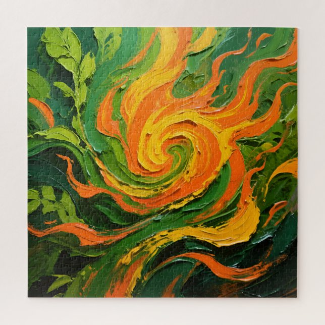 Puzzle Remolino Naranja Verde Vibrante (Vertical)