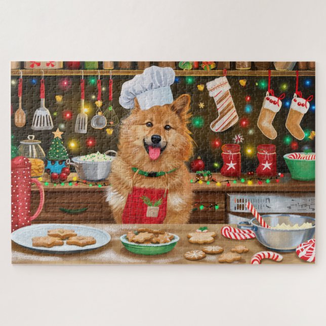 Puzzle Repostería navideña del Spitz finlandés: Navidad f (Horizontal)