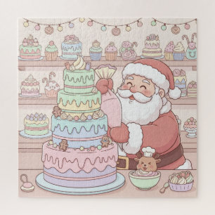 Puzzle Repostería Rosa Pastel de Santa Decorando Pastel