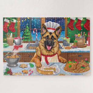 Puzzle Repostero Navideño con Pastor Alemán: Festivo Navi
