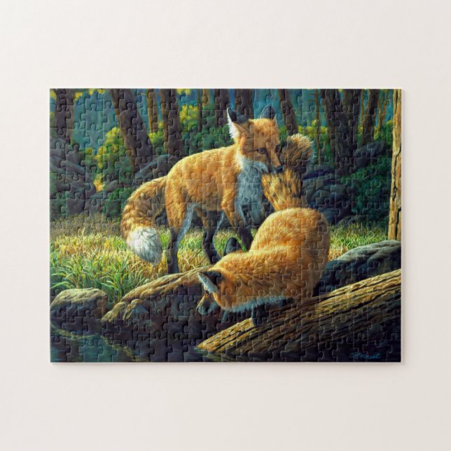 Puzzle Reproducción de Red Fox Pups (Horizontal)