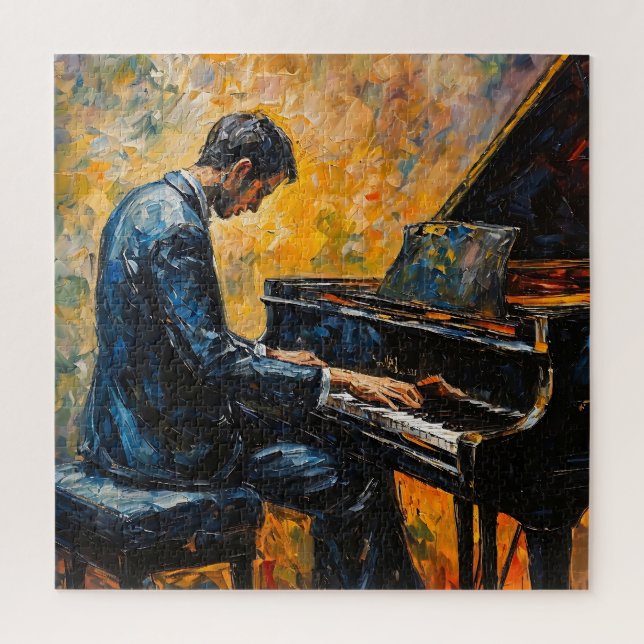 Puzzle Reproductor de piano - Pintura de aceite (Vertical)