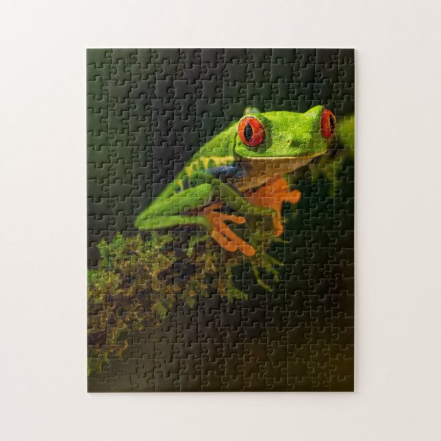 Puzzle Reptil de Rana Verde Exótica de Verano con ojos ro (Vertical)