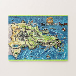 Puzzle República Dominicana Vintage Mapa 11x14