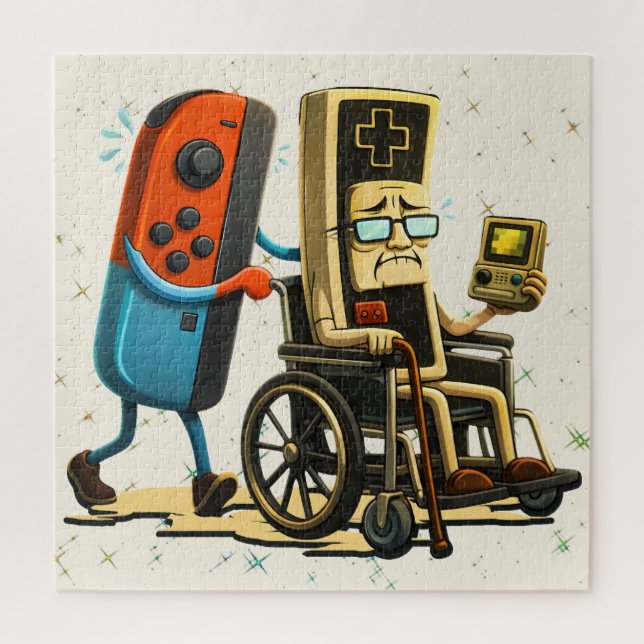 Puzzle Respect Your Elders Gaming Control Retro Funny (Vertical)