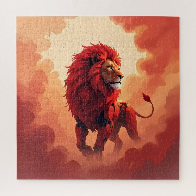 Puzzle Resplandor Carmesí Profundo – El León del Destino  (Vertical)