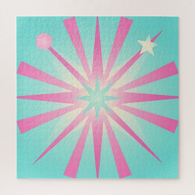 Puzzle Resplandor Retro Estallido Rosa Menta (Vertical)