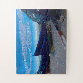 Puzzle Resting Blue Boats on Essaouira Shore