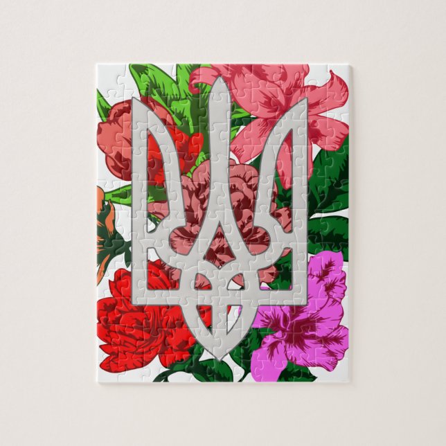 Puzzle Resto botánico y tridente ucraniano tryzub (Vertical)