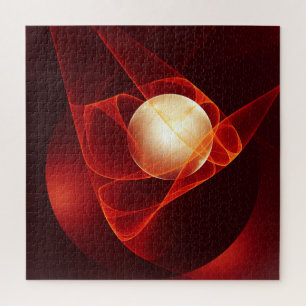 Puzzle Resumen arte fractal moderno de crema roja