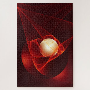 Puzzle Resumen arte fractal moderno de crema roja
