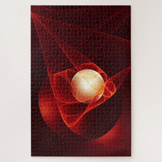 Puzzle Resumen arte fractal moderno de crema roja (Vertical)
