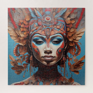 Puzzle Resumen azteca arte vibrante de fusión tribal