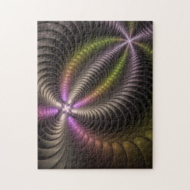 Puzzle Resumen brillante Trippy Colorido arte fractal 3D (Vertical)
