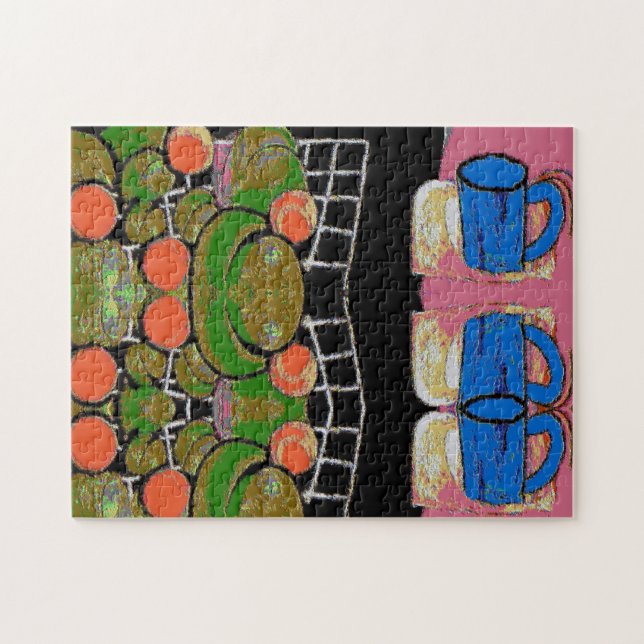 Puzzle Resumen Café Mug, estilo Matisse (Horizontal)