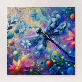 Puzzle Resumen caprichoso Dragonfly Floral Verde azulado 