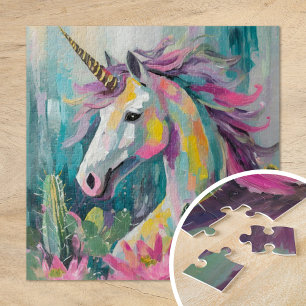 Puzzle Resumen caprichoso Unicornio y suculentos