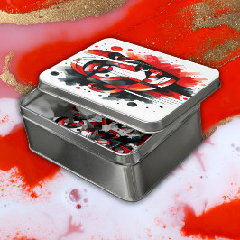 Puzzle Resumen Cara Rojo, Negro y Blanco |