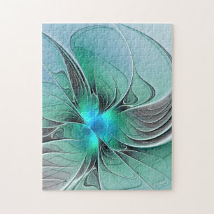 Puzzle Resumen Con Arte Fractal Azul Y Moderno