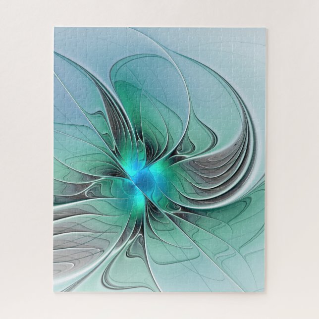 Puzzle Resumen Con Arte Fractal Azul Y Moderno (Vertical)