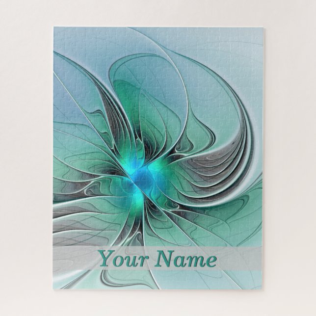 Puzzle Resumen Con Nombre De Arte Fractal Azul Y Moderno (Vertical)