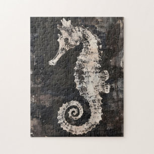 Puzzle Resumen De Arte De Caballo De Mar En Tinta Oscura